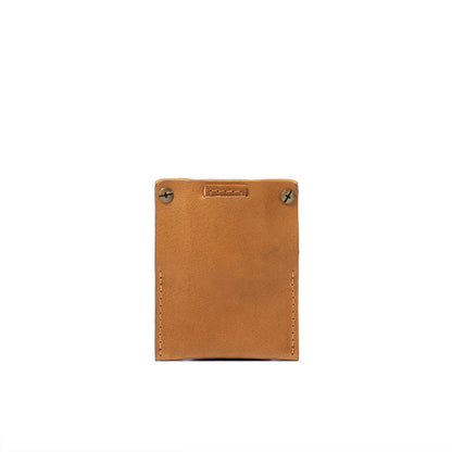 Geometric Goods light brown camel premium leather AirTag card wallet holder