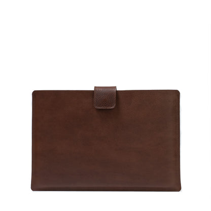 Premium Leather Sleeve Bag for iPad Pro with zipper pocket in dark brown (mahogany) color made by Geometric Goods