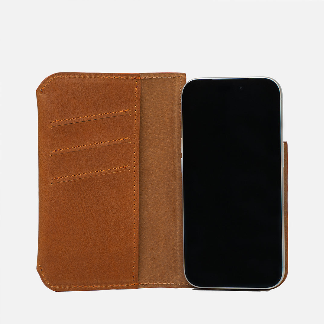 Étui folio portefeuille en cuir pour iPhone 17 avec MagSafe – The Minimalist 1.0