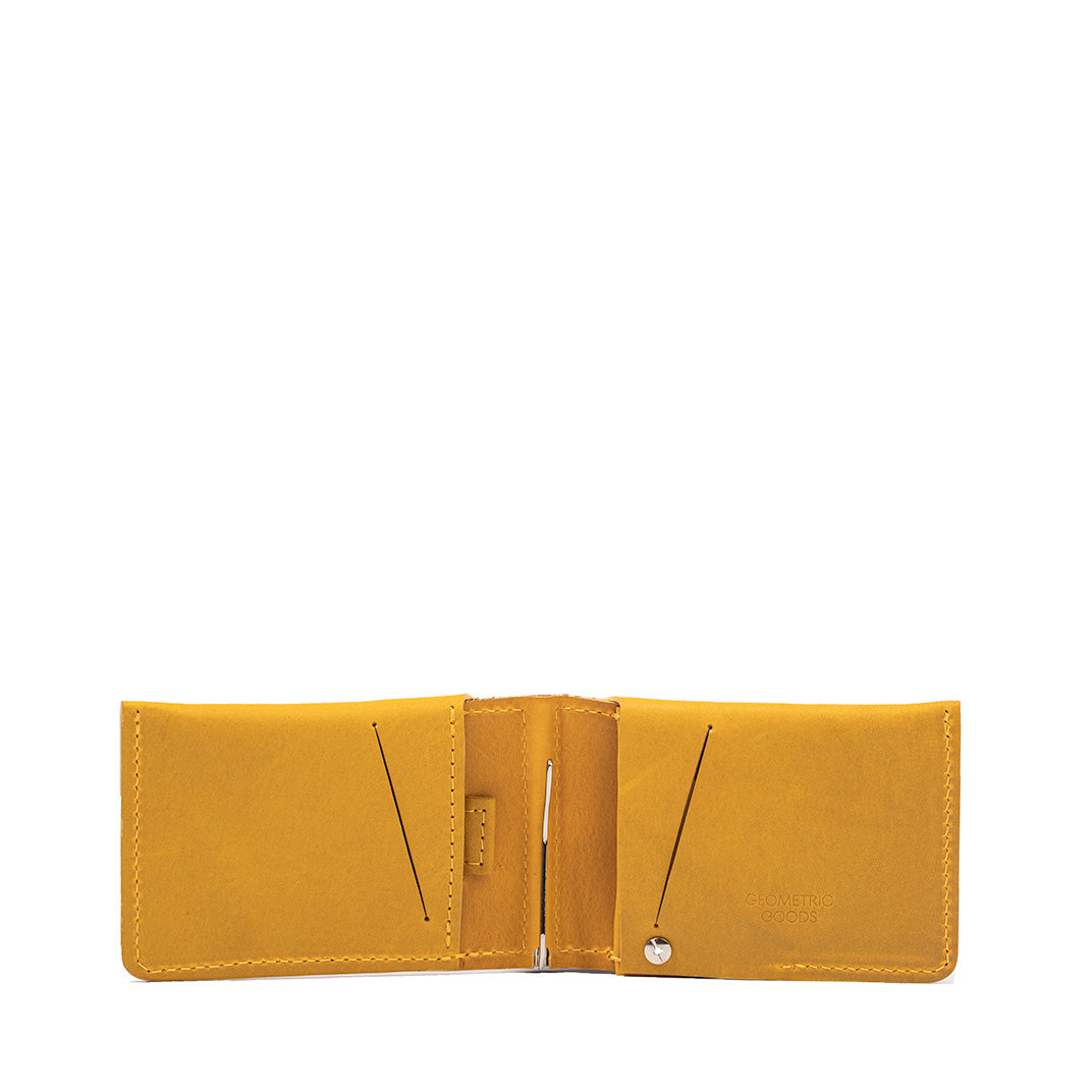 airtag wallet with money clip in yellow leather color