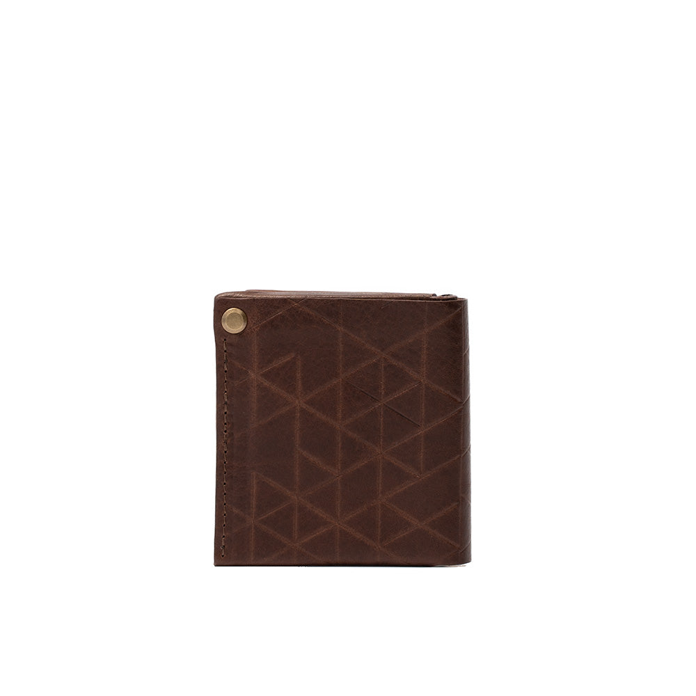 Dark brown mahogany color AirTag billfold wallet 2.0 crafted from premium leather
