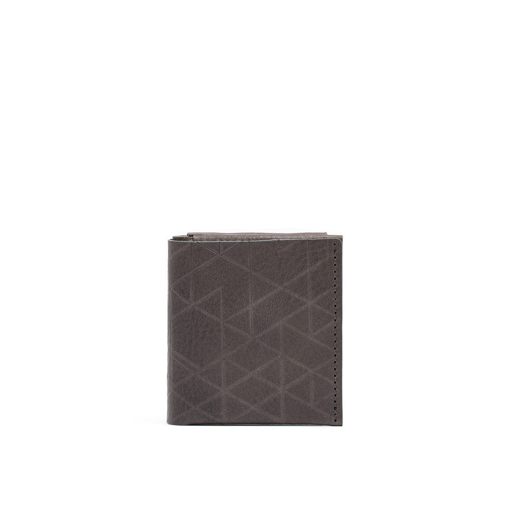 Geometric Goods Gray Leather AirTag Wallet 2.0 – Hidden Slot, Italian Leather, Vectors Design