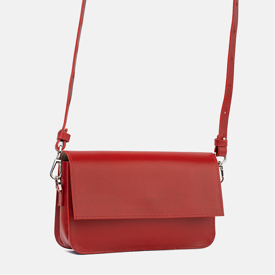 Leather Shoulder Bag - Curie (Red)