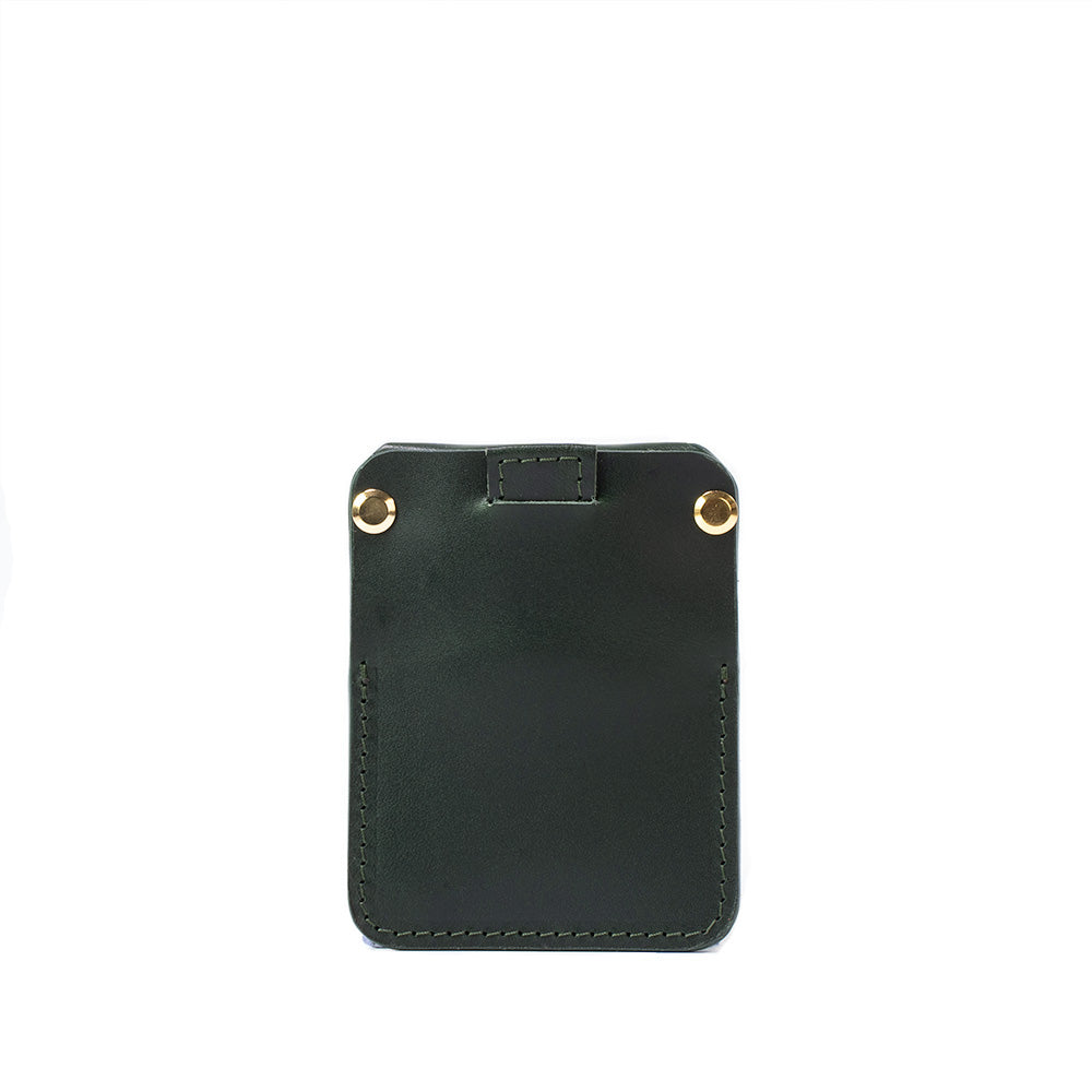 Minimalist Green Leather Card holder compatible with AirTag