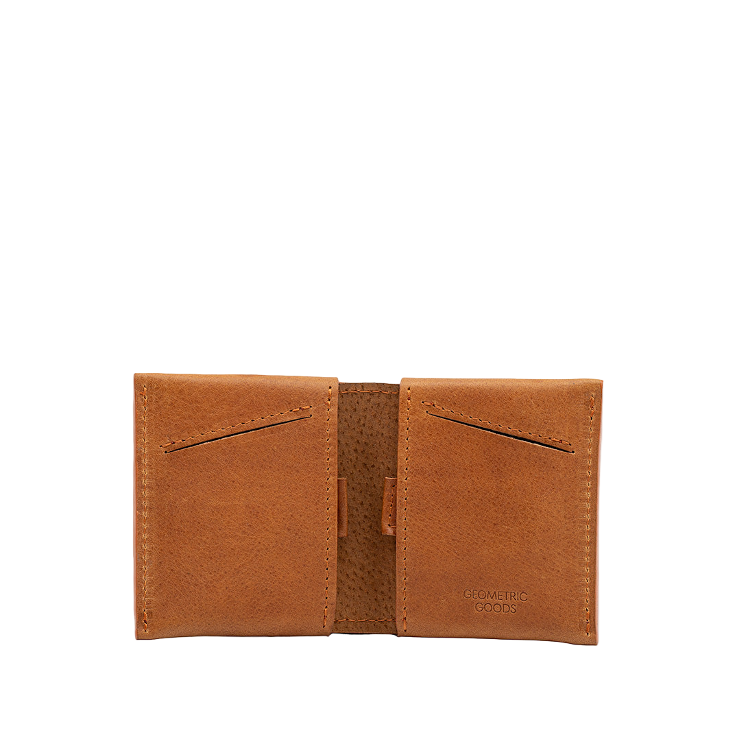 leather wallet made for AirTag in cognac brown (tan) color