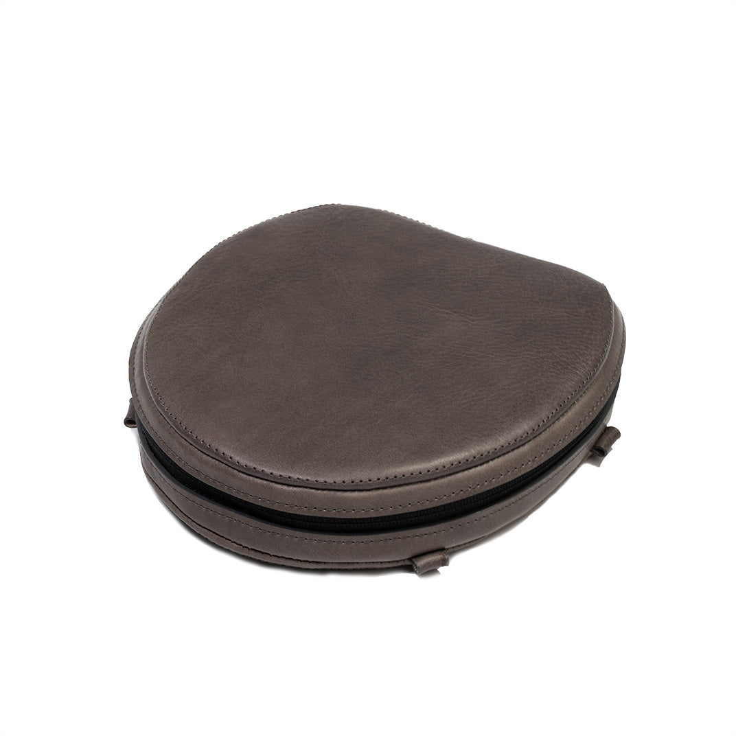 Leather caser for Apple's AirPods Max headphones in gray color