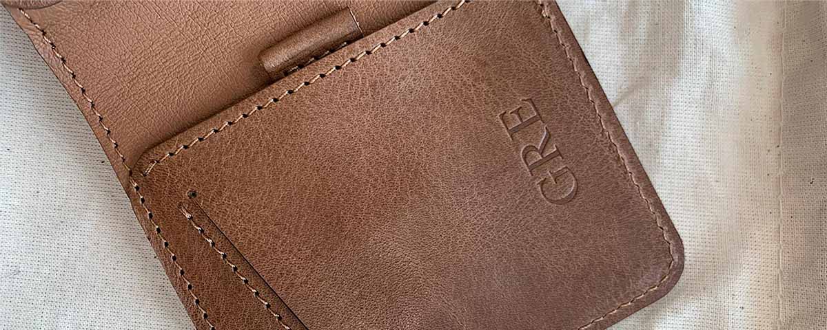 brown men's air tag leather wallet personalization
