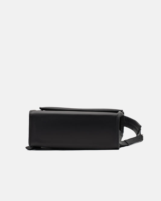 The Phi Backpack - Large in black leather, side view
