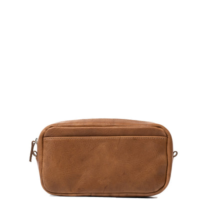 Brown leather organizer bag with detachable strap feature, versatile for handheld or over-the-shoulder carrying