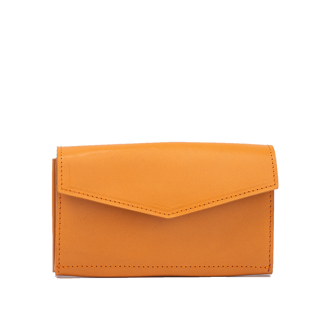 airtag wallet for woman long flap in deep saffron color