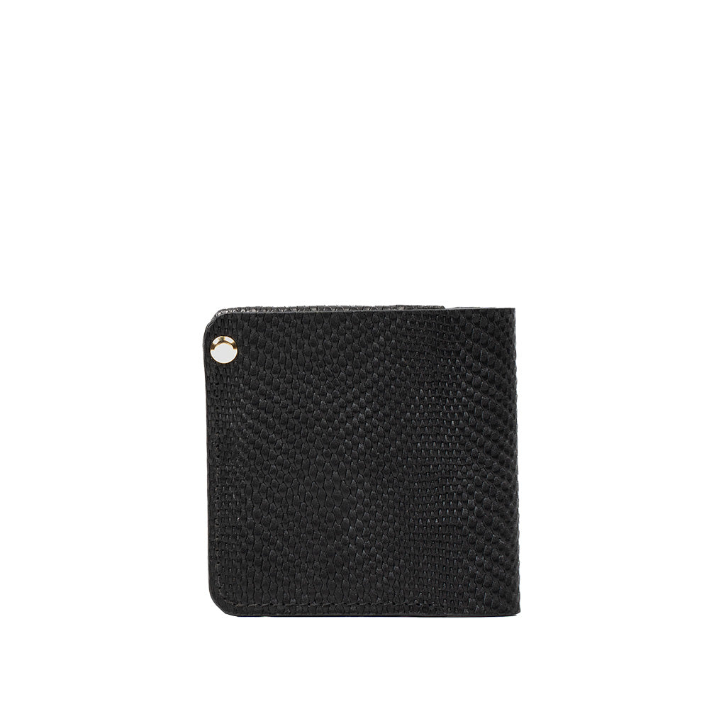 womans airtag wallet black snake print billfold