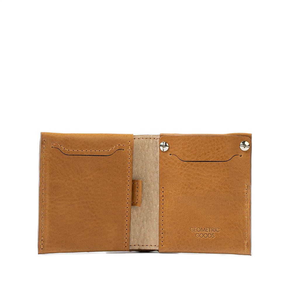 Camel color AirTag billfold wallet 2.0 showcasing a sophisticated look