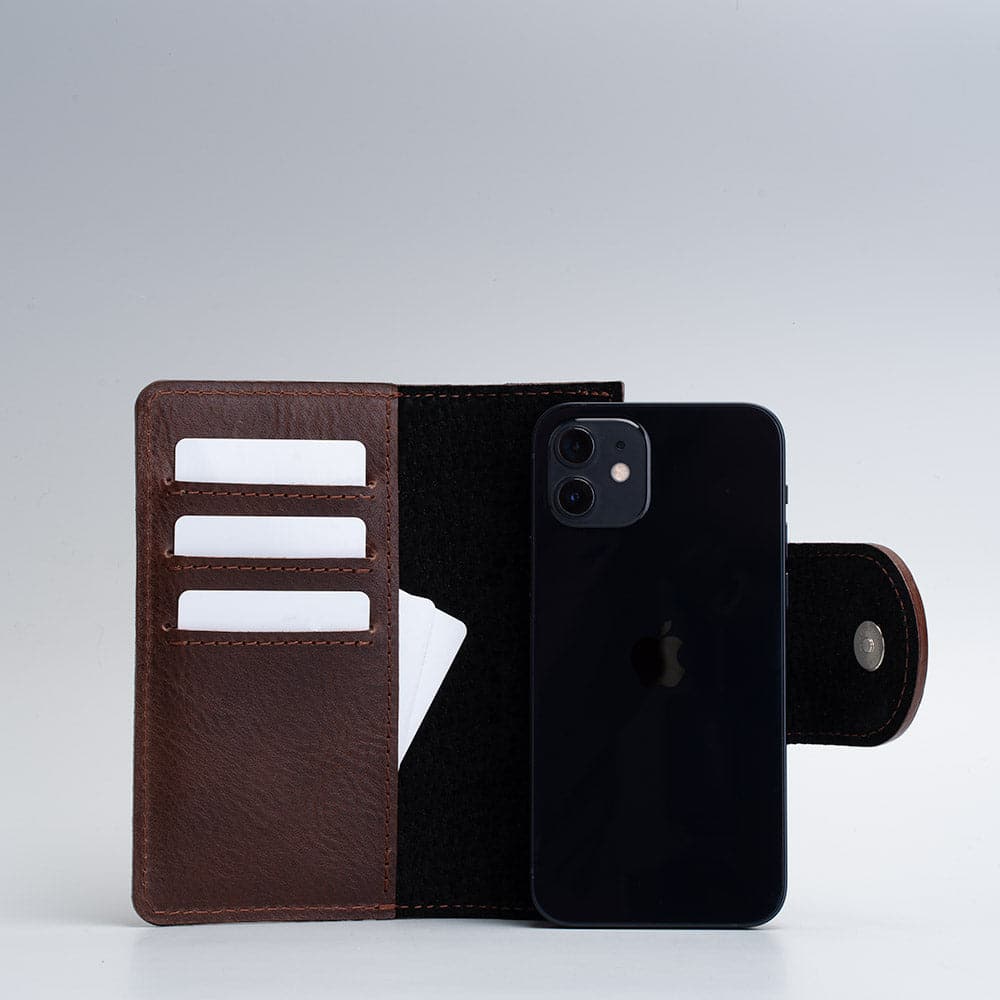 dark brown magsafe folio wallet