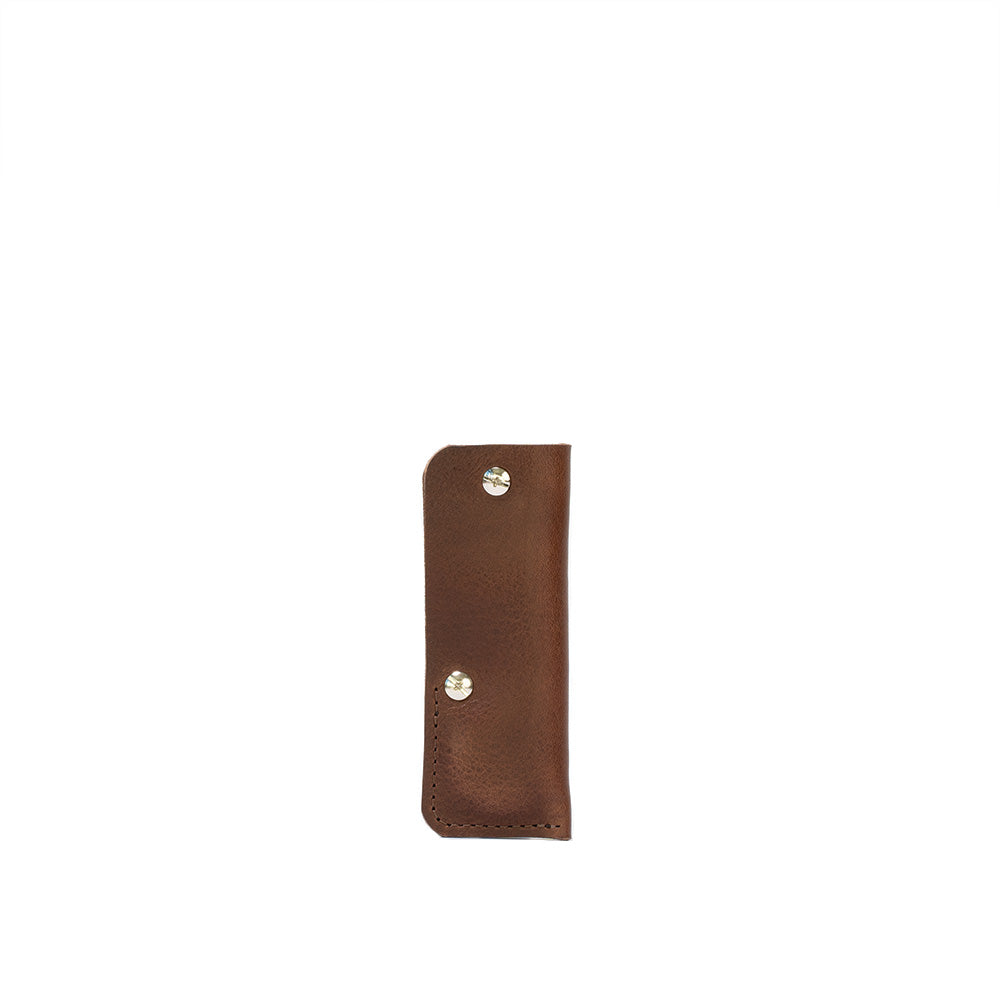 brown leather airtag keychain