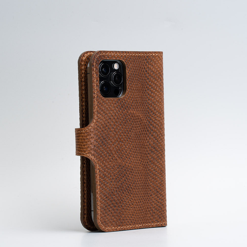 Leather iPhone folio wallet with Magsafe vol.4.0 - Snake print - SALE - Geometric Goods