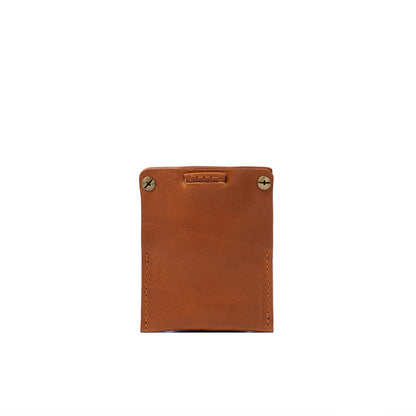 Geometric Goods AirTag card wallet holder in premium cognac brown tan leather