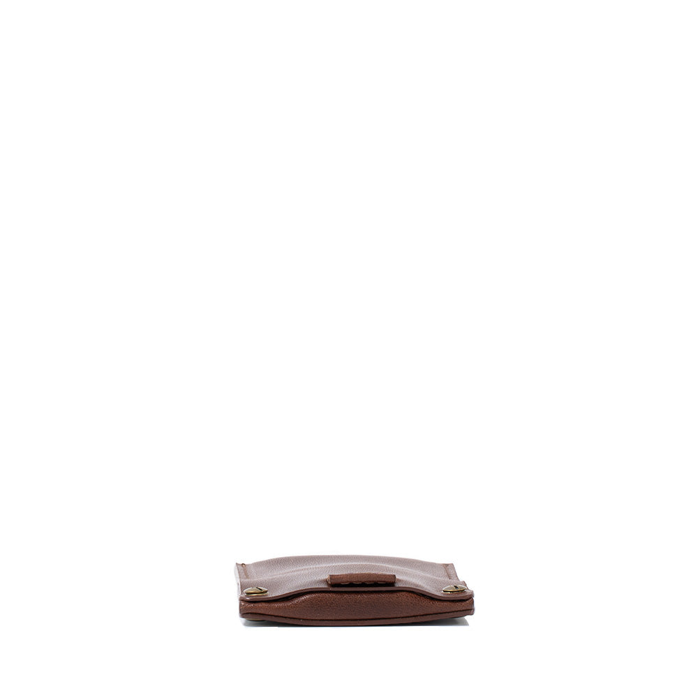 AirTag card wallet holder made by Geometric Goods from premium leather in dark brown mahogany color 04