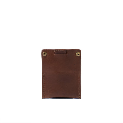AirTag card wallet holder with a hidden slot made by Geometric Goods from premium leather in dark brown mahogany color 06