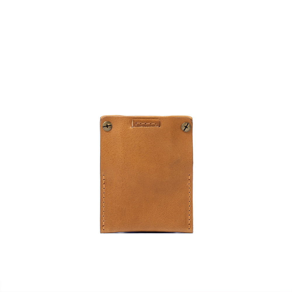 Geometric Goods light brown camel premium leather AirTag card wallet holder