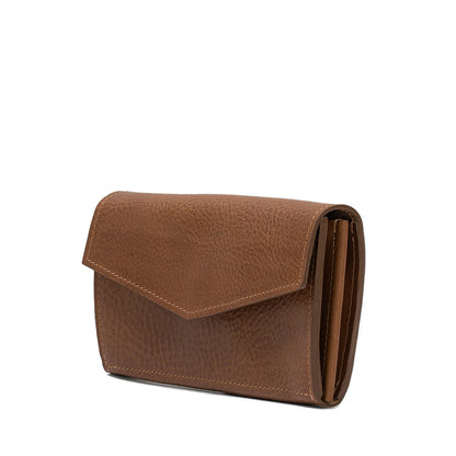 Designer unisex big long wallet compatible with AirTag in brown color