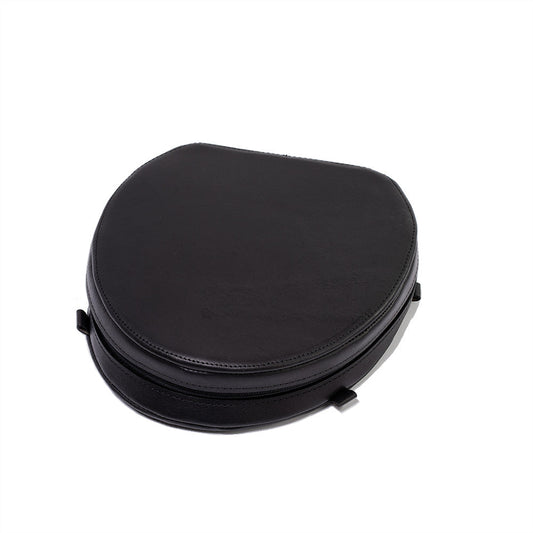 Leather AirPods Max case in black color made from premium italian leather by Geometric Goods