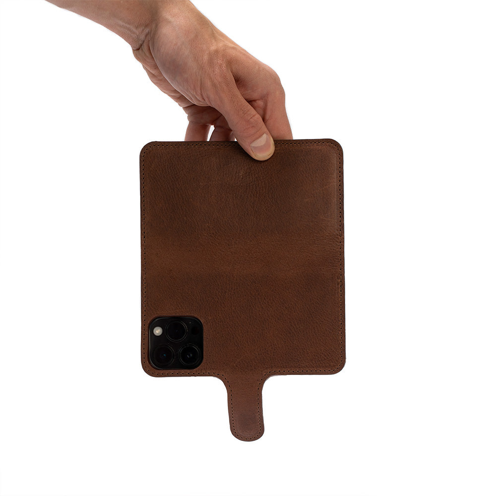 Geometric Goods Leather Folio Case Wallet with MagSafe for iPhone 14 Series Brown / iPhone 14 Pro