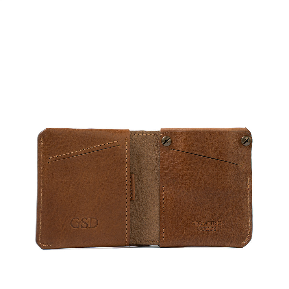 the picture of personalization on the best men's and women's  AirTag wallet in brown color made from premium italian leather