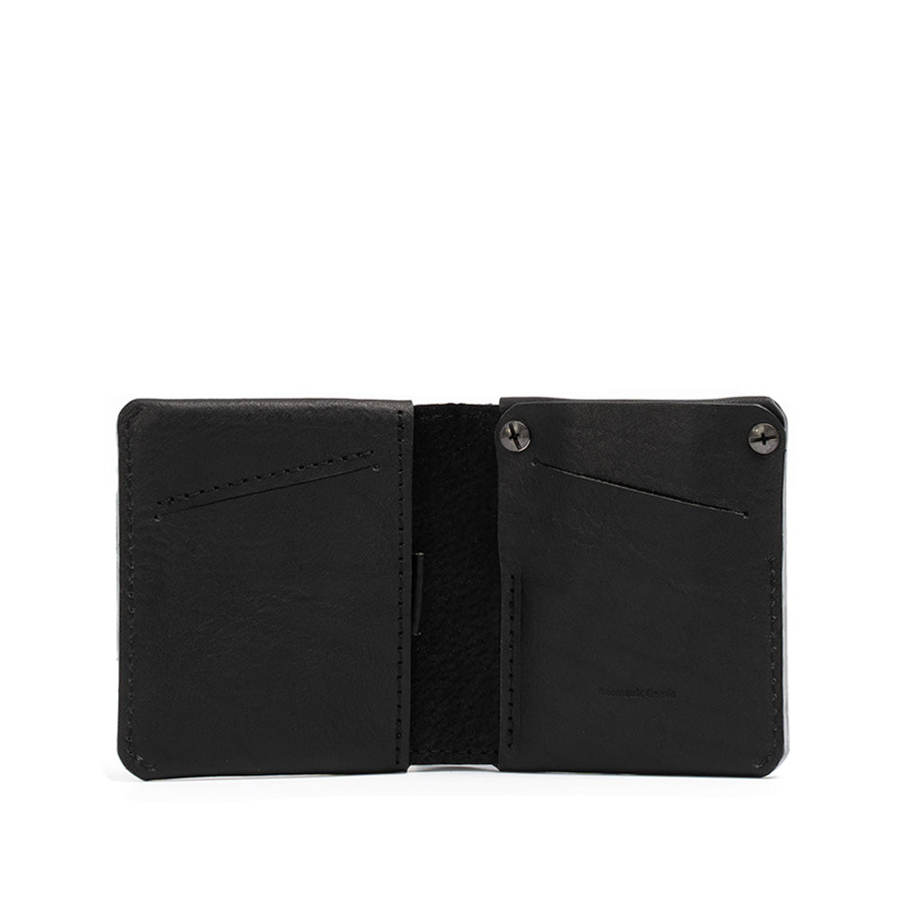 the best for man AirTag Billfold wallet with hidden airtag slot made by Geometric Goods from premium full-grain italian leather in black color