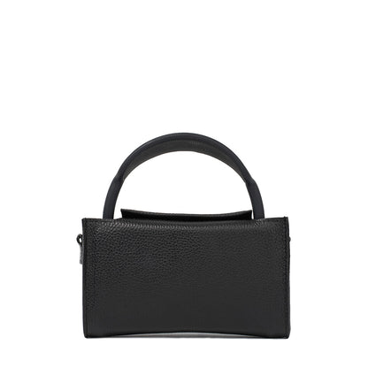 Black leather AirPods Max case with exposed headband and no shoulder strap attached.