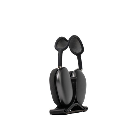 minimalist stand for AirPods Max in black color with low-power mode activation