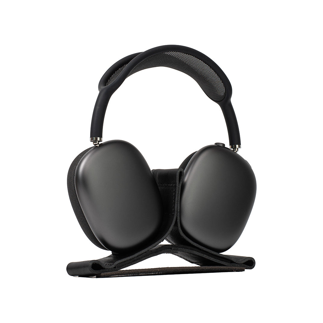 black leather stand for Apple's AirPods Max in black color