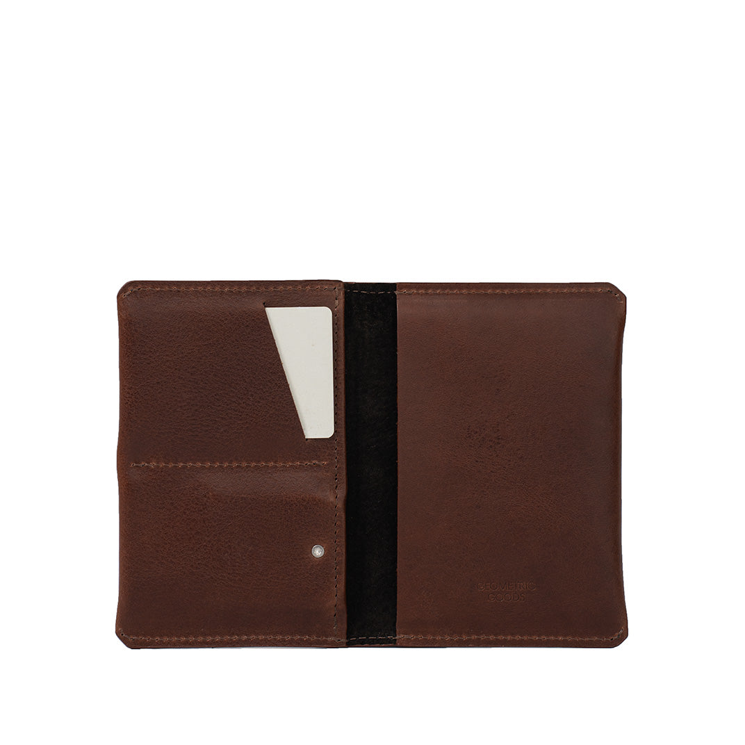 leather passport holder for AirTag in mahogany color