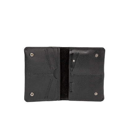 airtag travel wallet 2.1 for passport and cash made of black leather