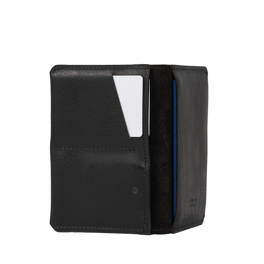 black leather passport holder made for AirTag in 