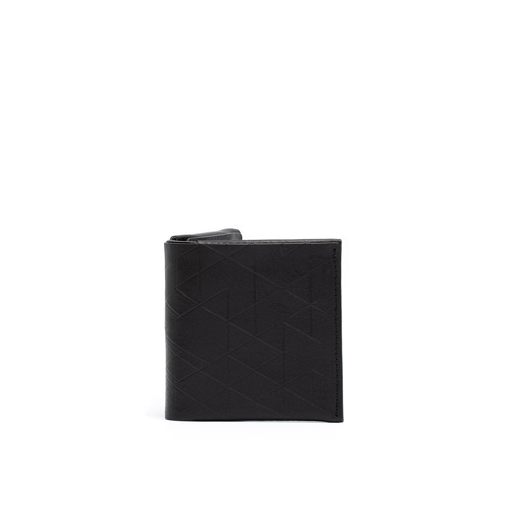 black color bilfold wallet v.2.0 with hidden pocket for AirTag and vectors pattern by Geometric Goods