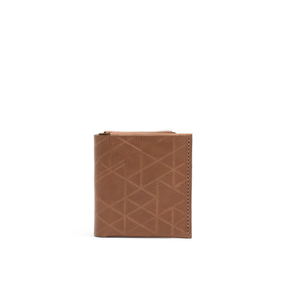 Geometric Goods Camel Leather AirTag Wallet 2.0 – Hidden Slot, Premium Italian Leather, Light Brown, Vectors Design
