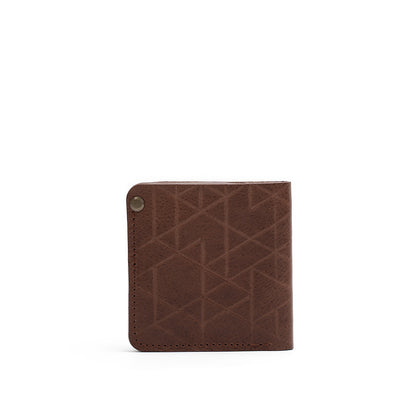 airtag wallet made by Geometric Goods from premium Italian leather in dark brown (mahogany) color and vectors design
