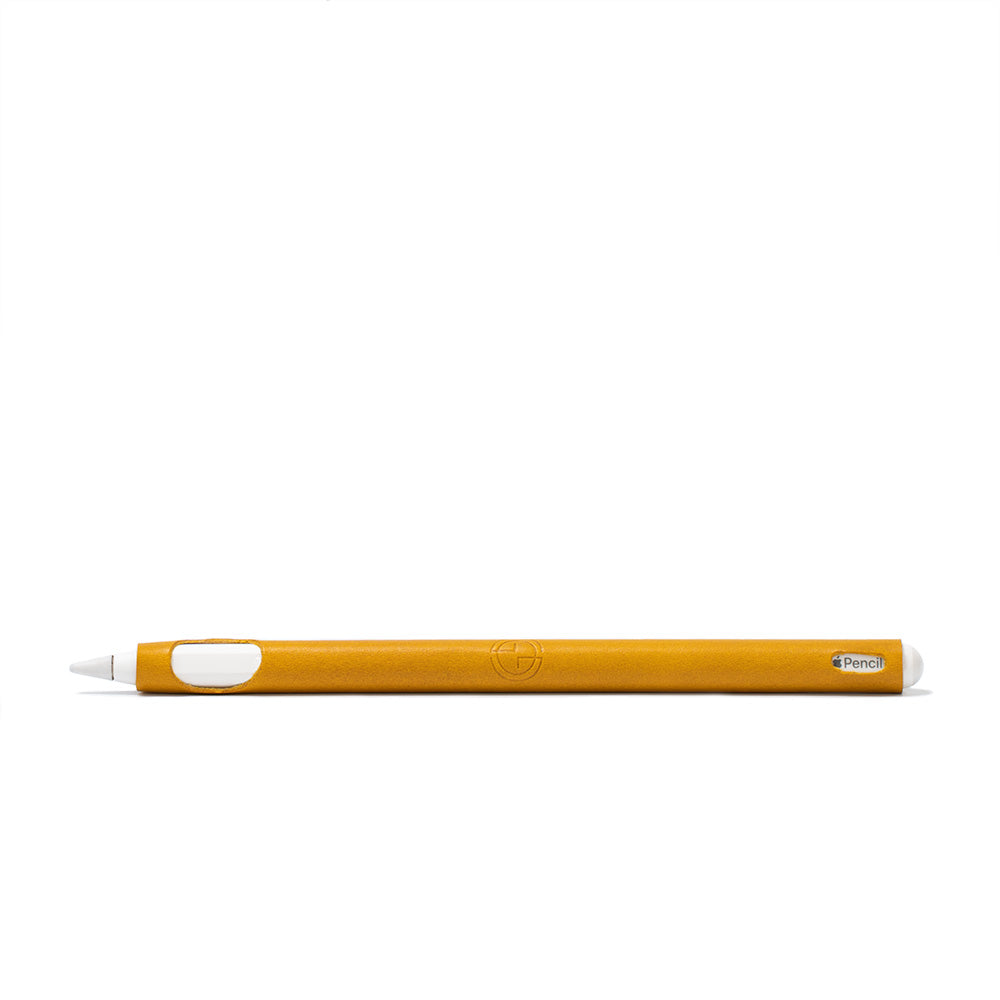 apple pencil sleeve grip for artists made from Italian premium leather in yellow color