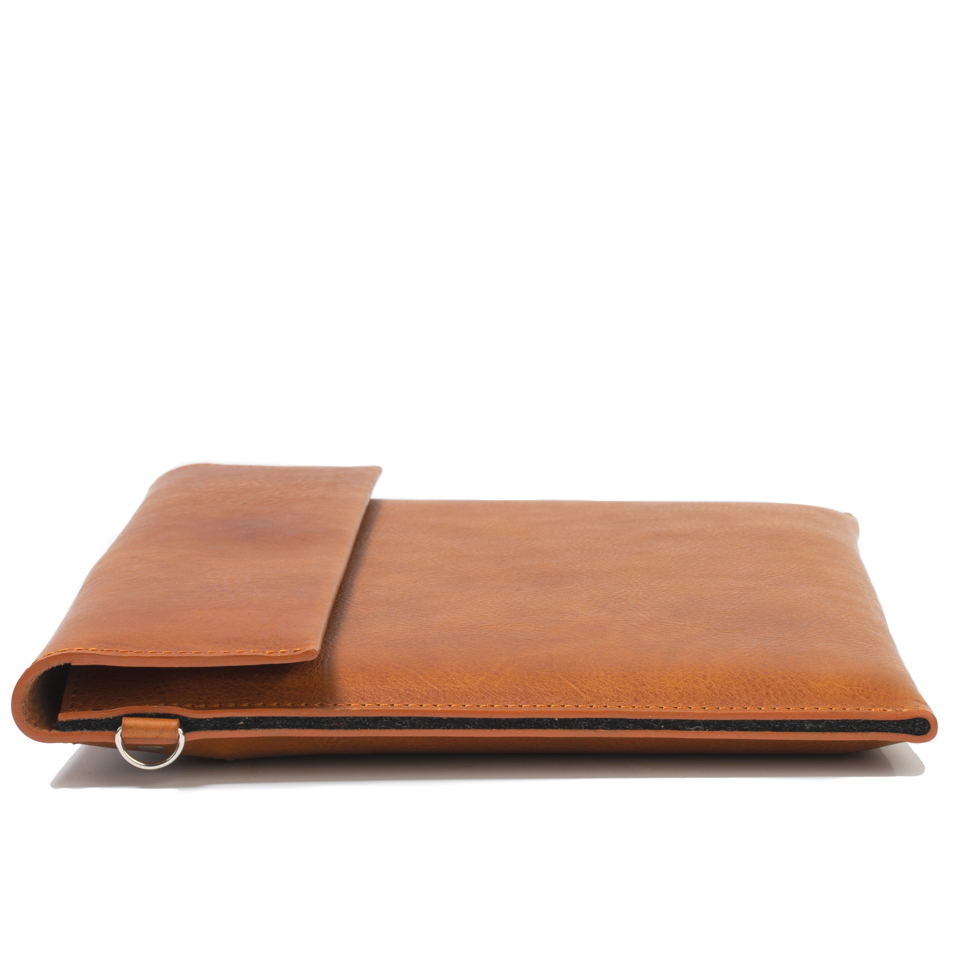 Best man sleeve case bag for iPad 12.9 with keyboard in cognac brown tan color with adjustable strap made from premium Italian leather
