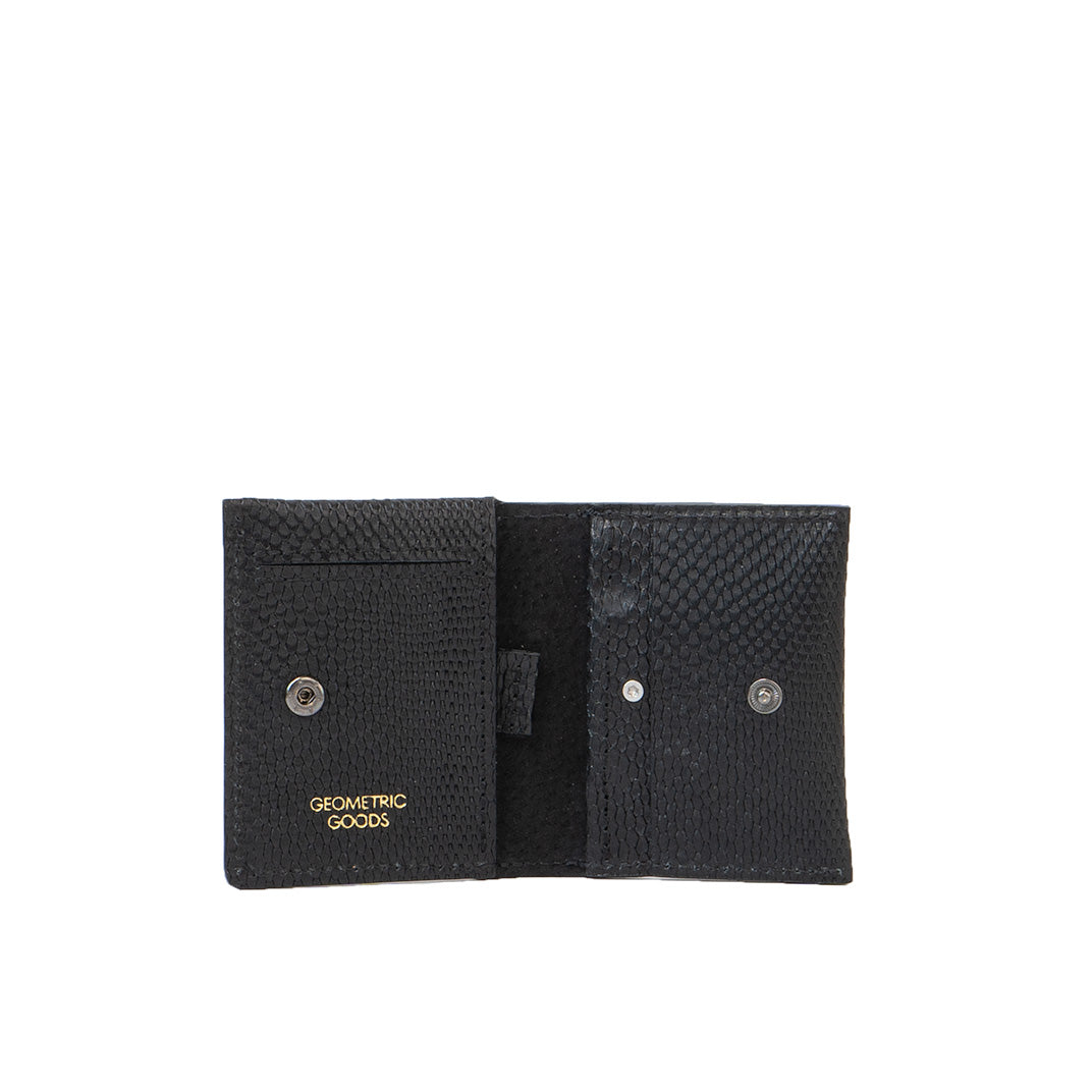 luxury AirTag wallet cardholder made from premium Snake print leather in black color