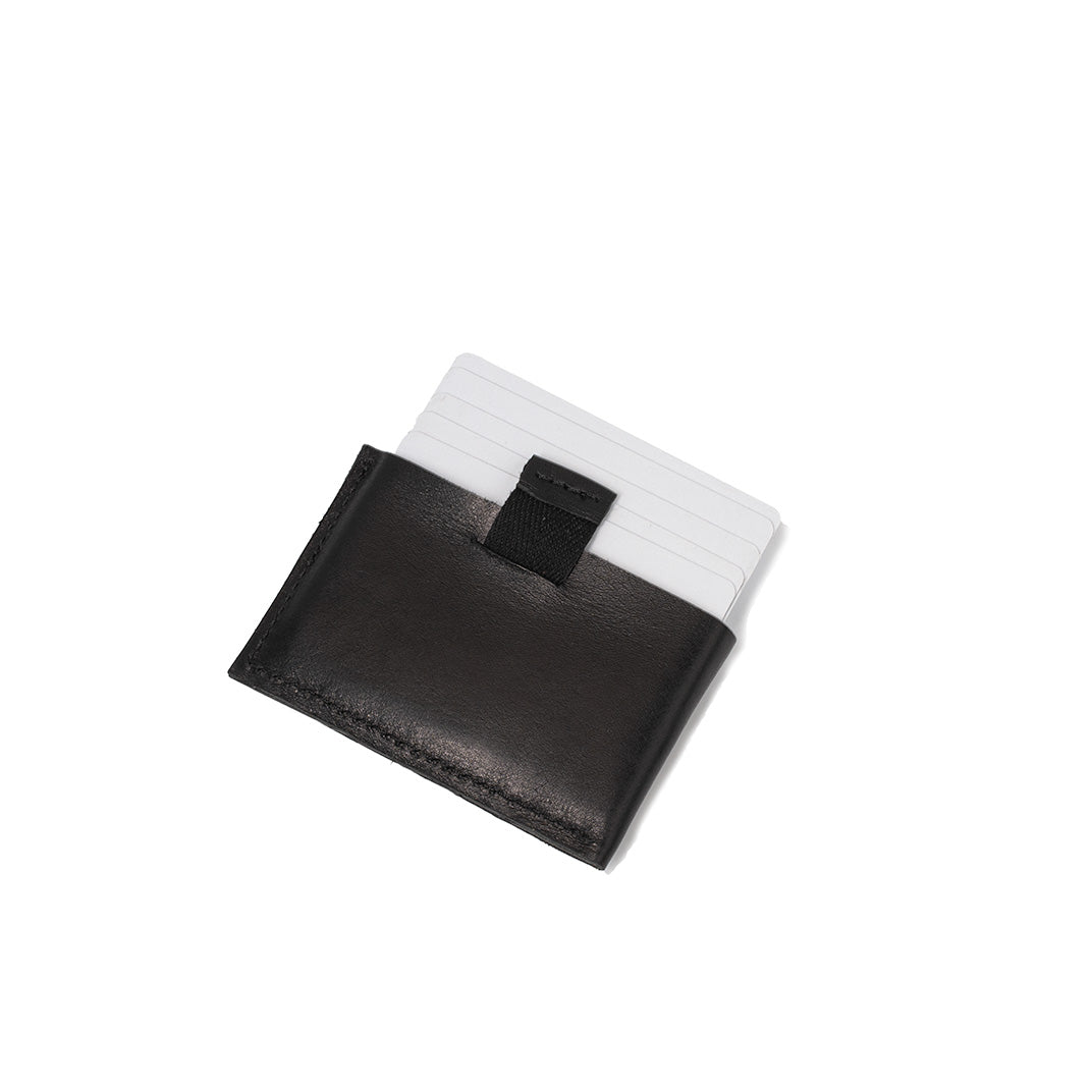 Black Leather Wallet Card Holder with Invisible AirTag Slot