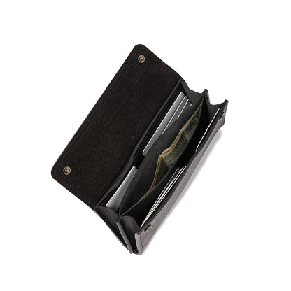 Black Leather AirTag Wallet with Cash and Cards Inside