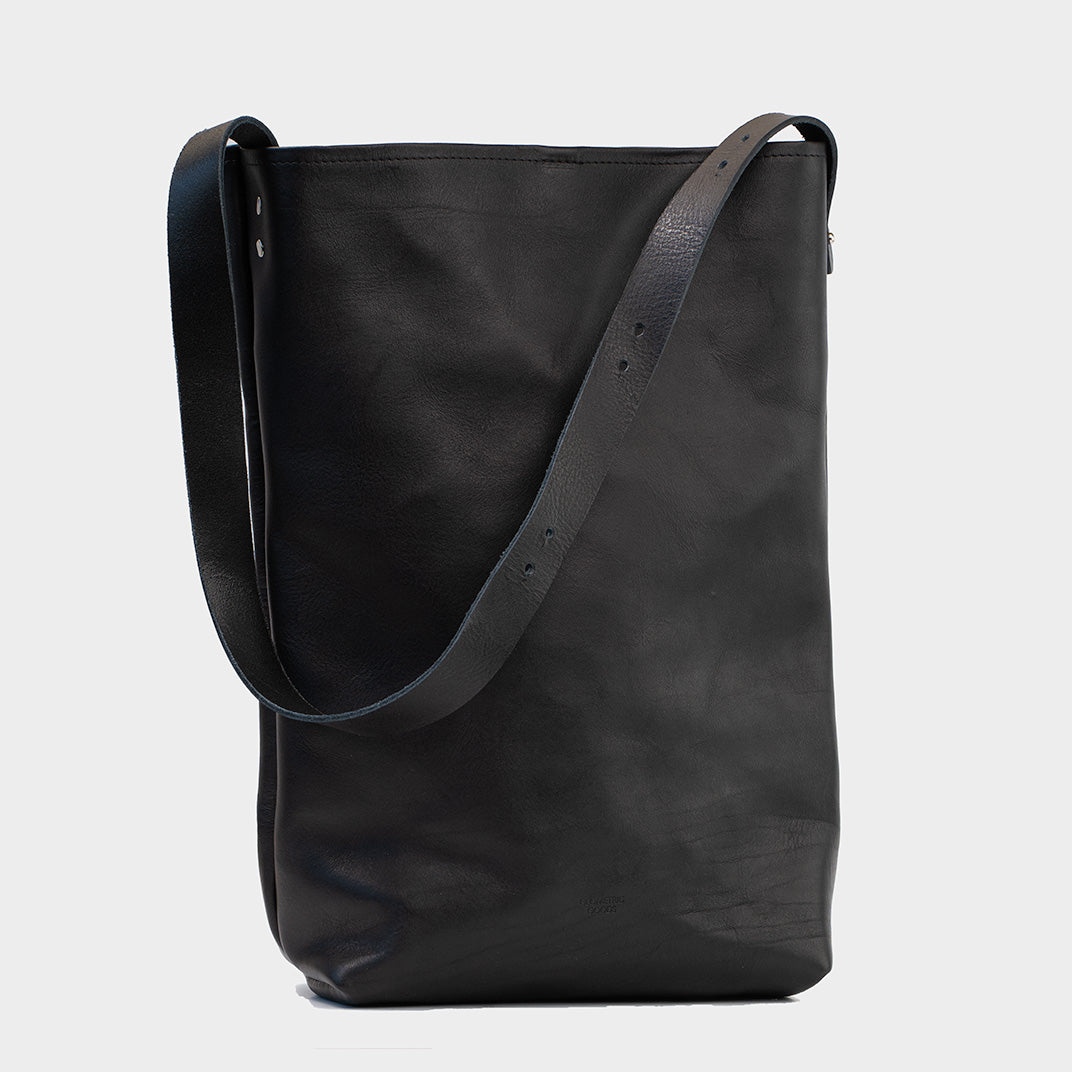 Black Leather Tote Bag - Shopper 1.0