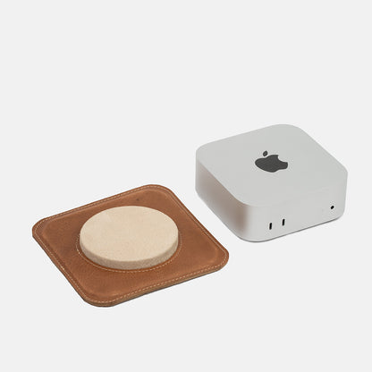 brown leather stand for Mac Mini M4