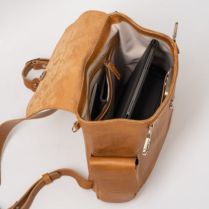 Small Leather Backpack - Chatelet (Camel)