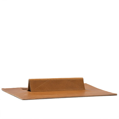 leather Smart Desk Mat for iPad Pro made by Geometric Goods from vegetable tanned Italian leather in camel color