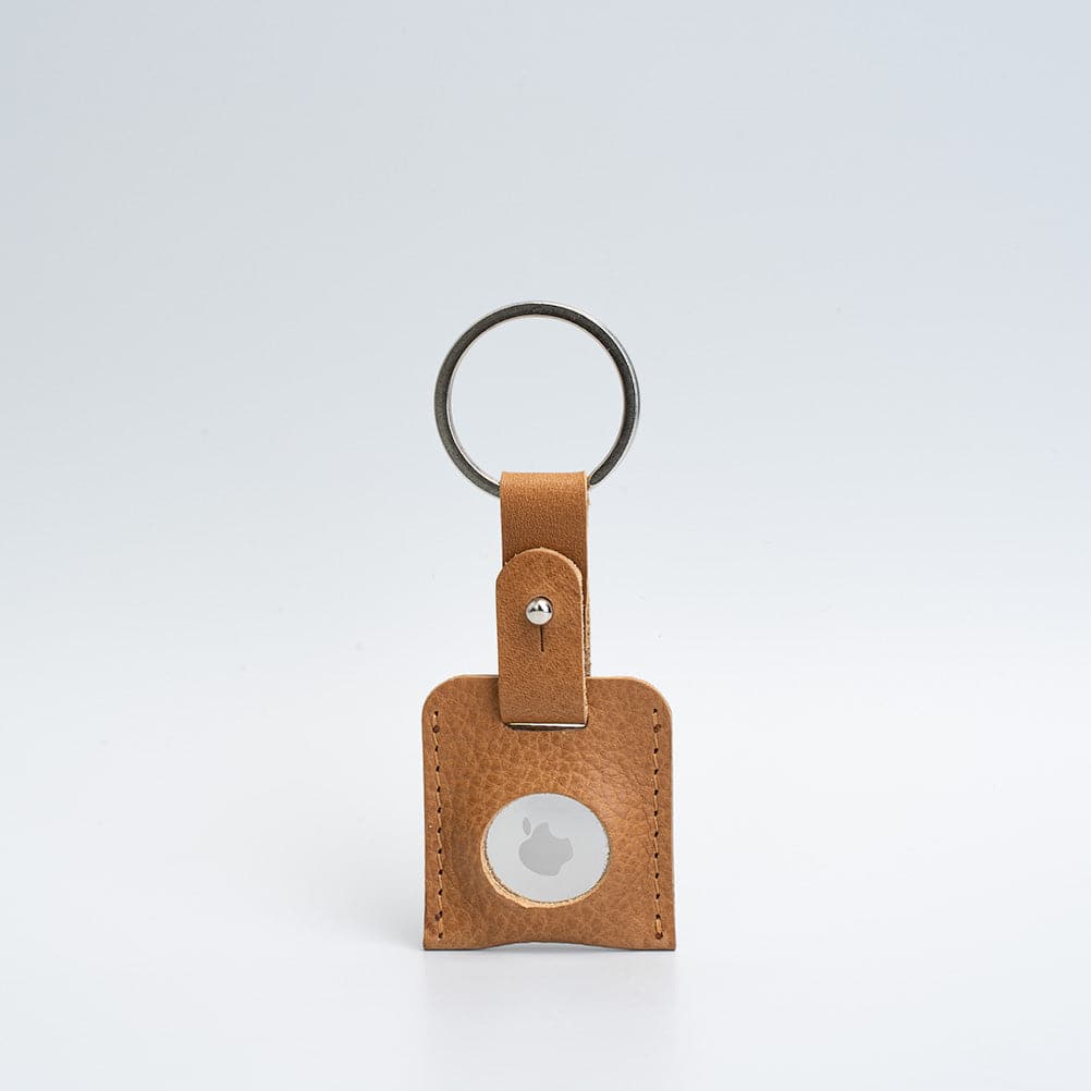 Camel small full-grain leather keyring for Apple AirTag