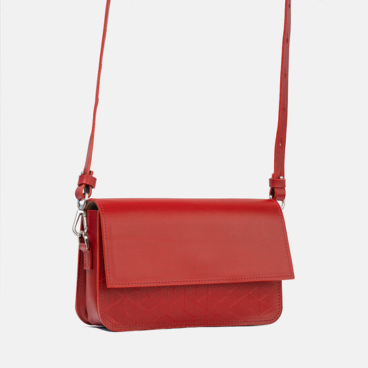 Leather Shoulder Bag - Curie (Red Vectors)