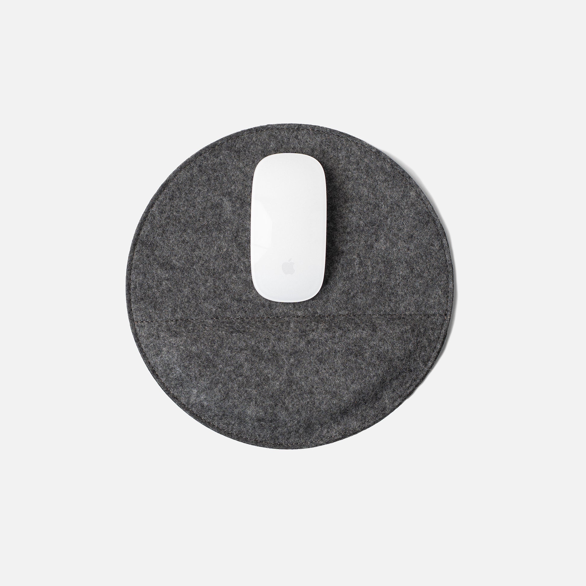 Gray felt mouse pad with padded wrist support