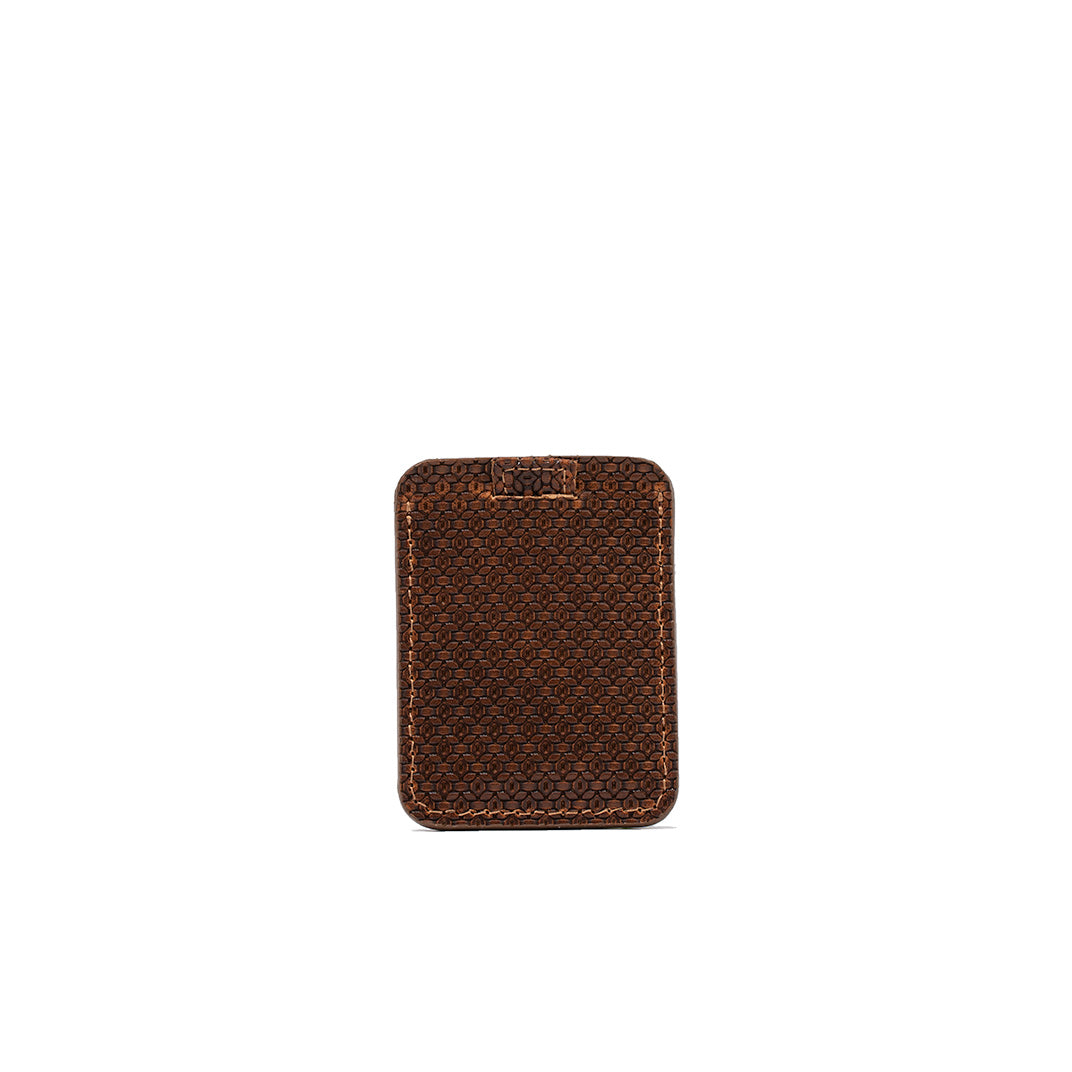 Designer geometric net pattern leather cardholder in a minimalist style with multiple slots